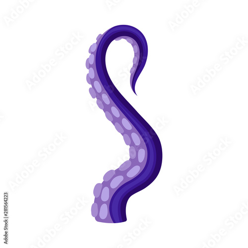 Violet tentacle octopus with a half-ring on the end to the right. Vector illustration on white background.