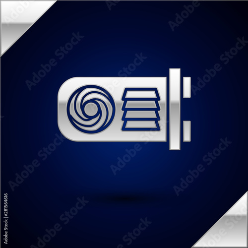 Silver Mining farm icon isolated on dark blue background. Cryptocurrency mining, blockchain technology, bitcoin, digital money market, wallet. Vector Illustration