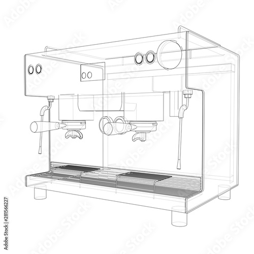 Outline coffee machine. Vector