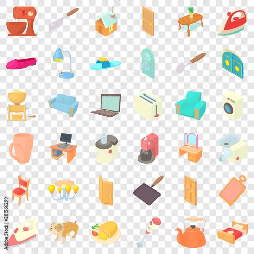 Grille icons set. Cartoon style of 36 grille vector icons for web for any design