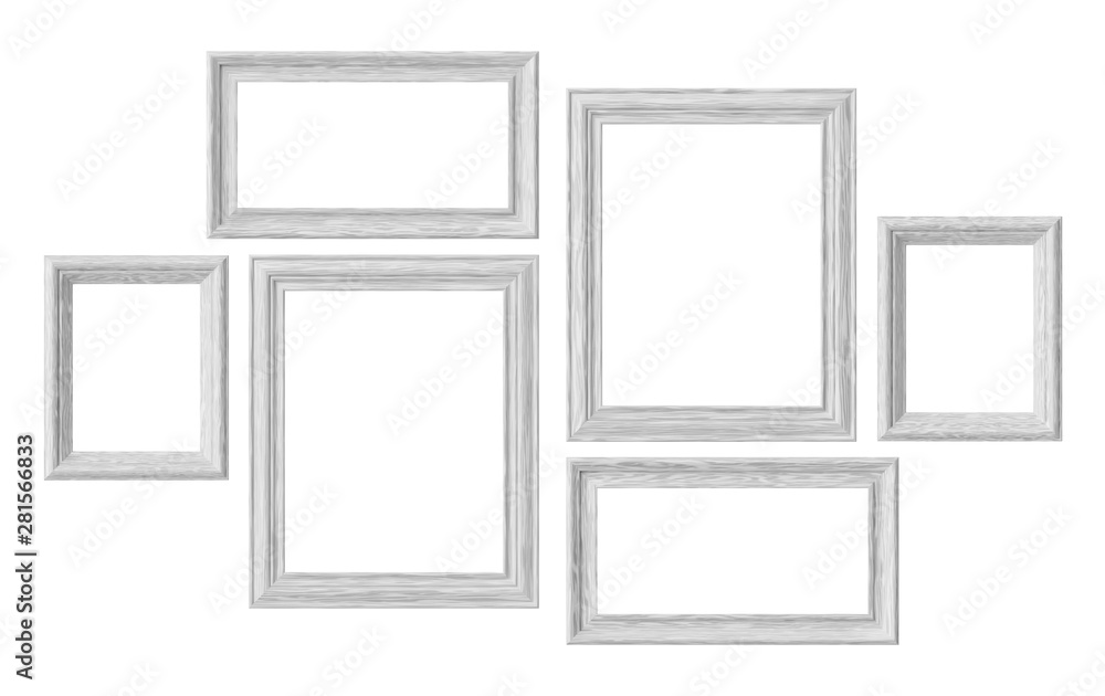 White wooden picture or photo frames isolated on white backgroun White wooden picture or photo frames isolated on white backgroun
