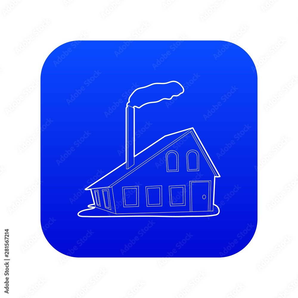 House with chimney icon blue vector isolated on white background House with chimney icon blue vector isolated on white background