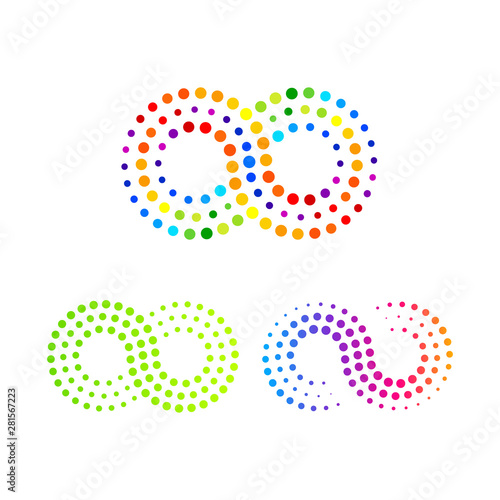 Infinity Colorful logo with Line Dots Circle shape, Looped symbol, Science and DNA molecule, Technology and Digital concept for your Corporate identity
