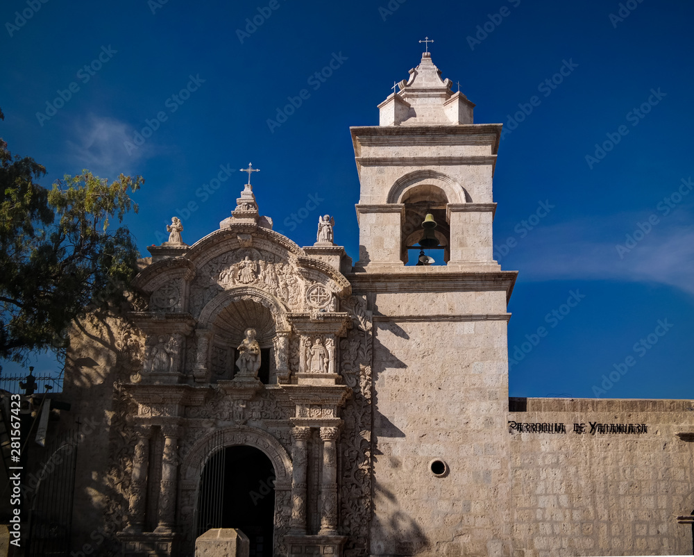 Exterior ciew to facade of Iglesia de San Juan Bautista de Yanahuara, Arequipa, Peru