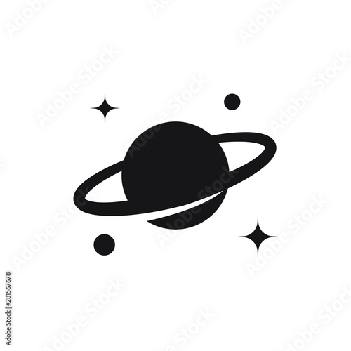 Saturn icon in flat style. Planet vector illustration on white isolated background. Galaxy space business concept.