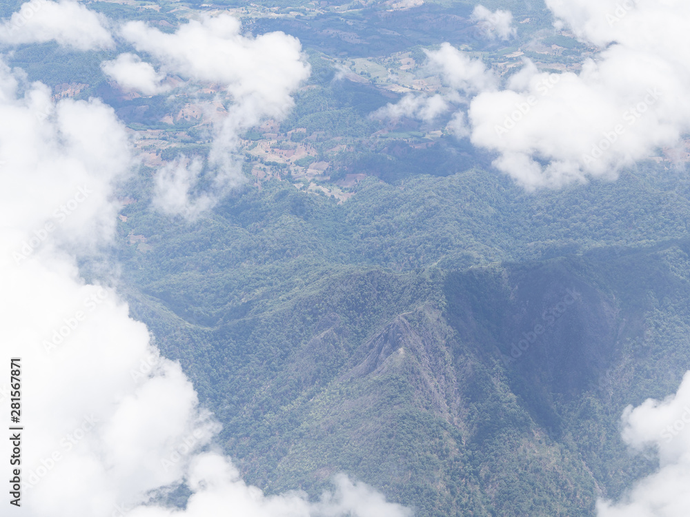 Fototapeta premium Landscape from the window view on airplane