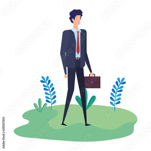 elegant businessman worker in the camp