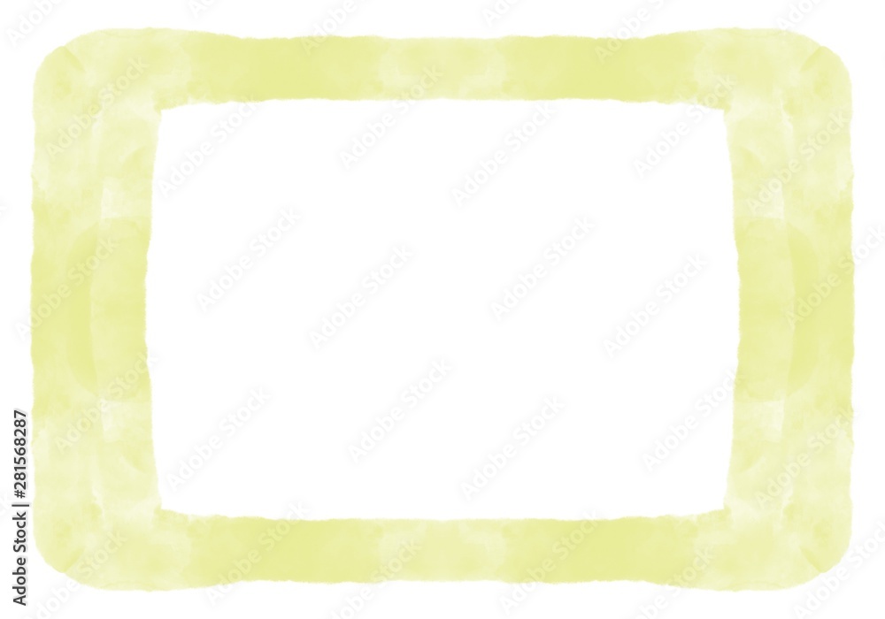 yellow green hand drawn bleeding watercolor frame border pattern