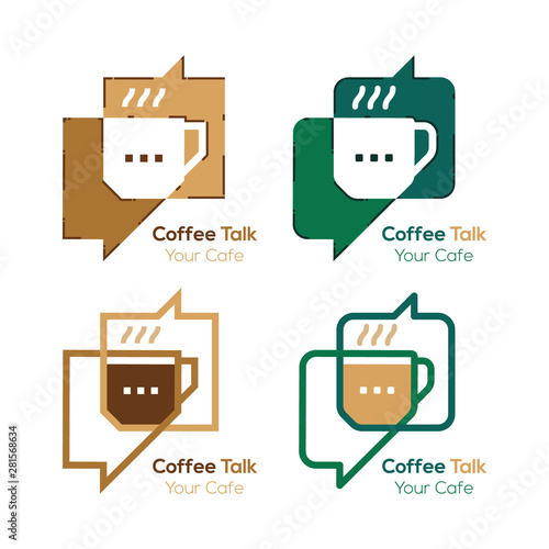 Coffee Talk Forum Logo Design Cup And Chat In Speech Bubble Symbols Cafe And Shop Icon Business Restaurant Concept Negative Space And Line Art Style Vector Illustration Design Template Stock Vector