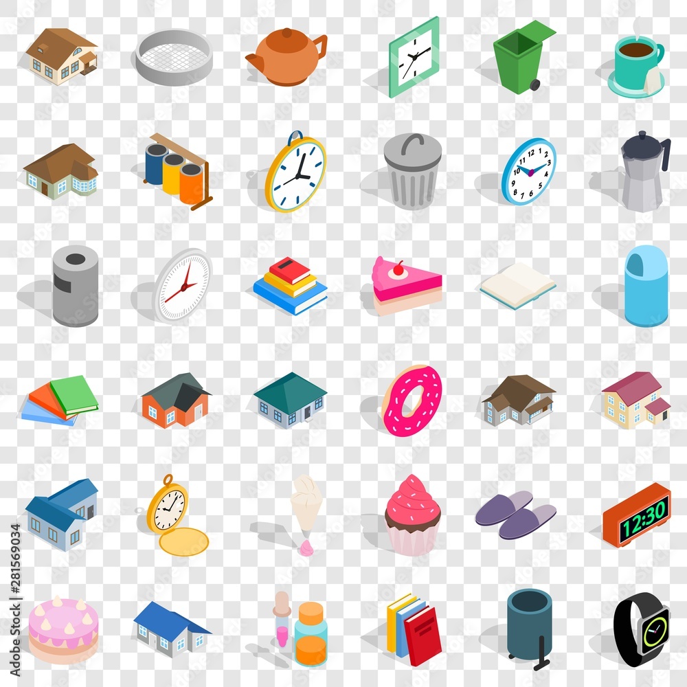 House icons set. Isometric style of 36 house vector icons for web for any design House icons set. Isometric style of 36 house vector icons for web for any design