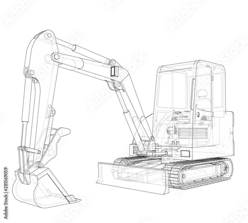 Sketch of Small Treactor with Actor. Vector