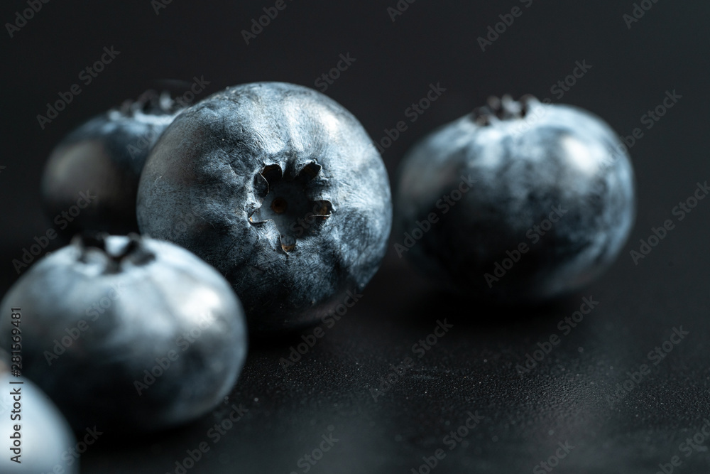 Macro view of blue ripe blueberries fruits Macro view of blue ripe blueberries fruits