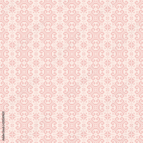 Ethnic ornaments pattern. Repeat pattern of rosy colors.