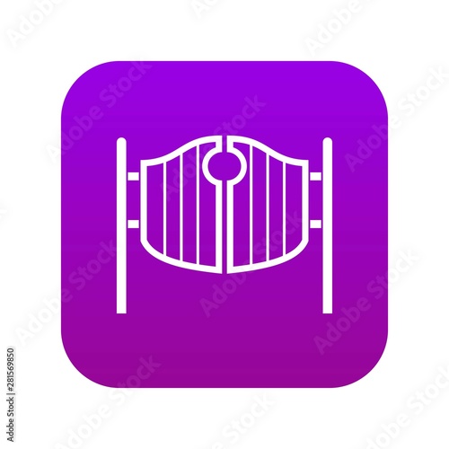 Vintage western swinging saloon doors icon digital purple for any design isolated on white vector illustration