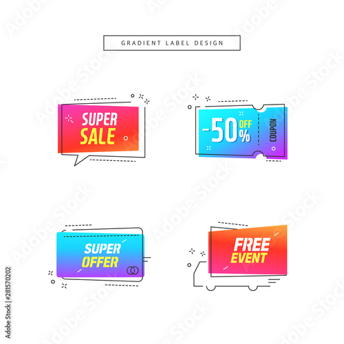 Modern abstract gradient shapes for shopping, sale promotion, discount title frame.