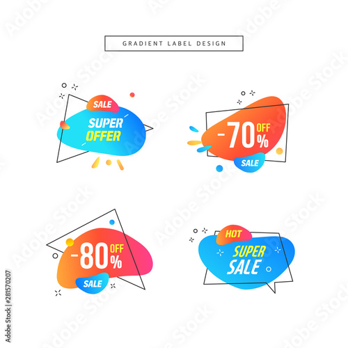 Modern abstract gradient shapes for shopping, sale promotion, discount title frame.