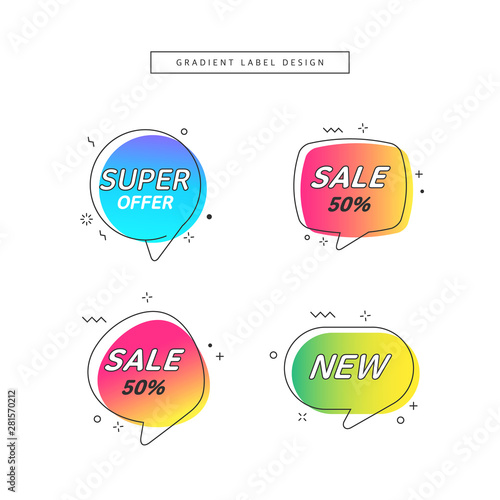 Modern abstract gradient shapes for shopping, sale promotion, discount title frame.