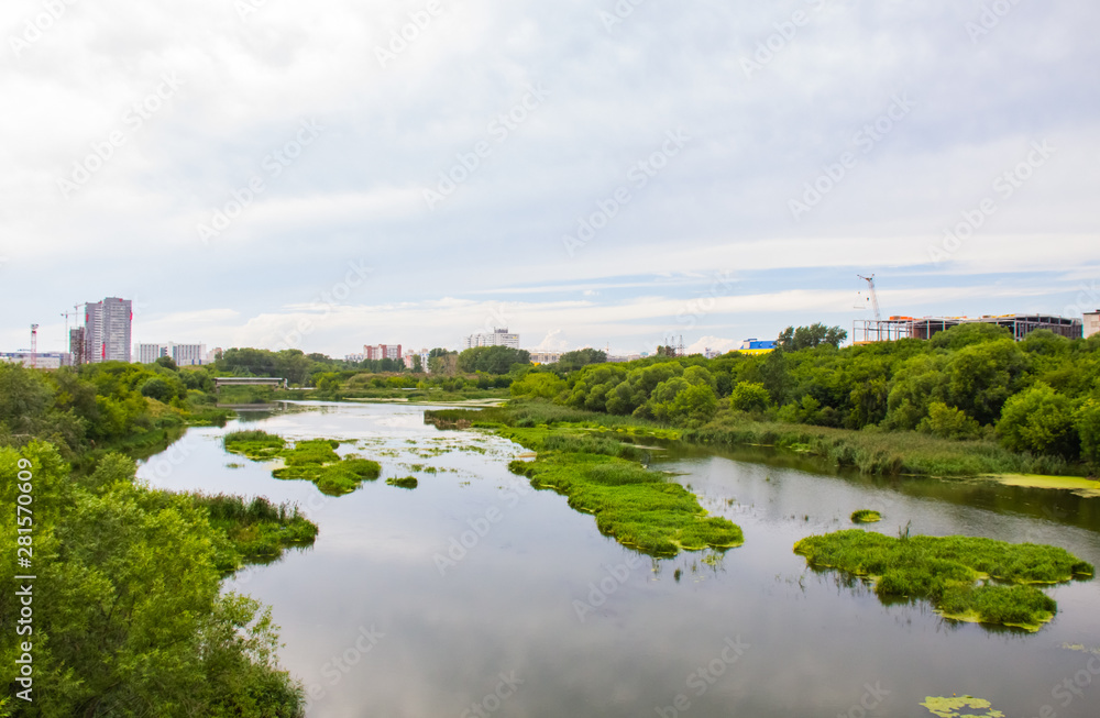 Miass River flowing in Chelyabinsk
