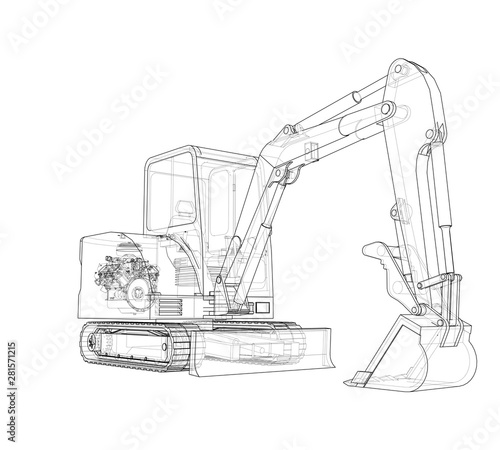 Sketch of Small Treactor with Actor. Vector