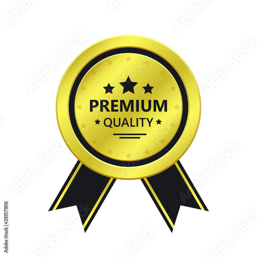 Premium quality golden emblem vector design illustration isolated on white background