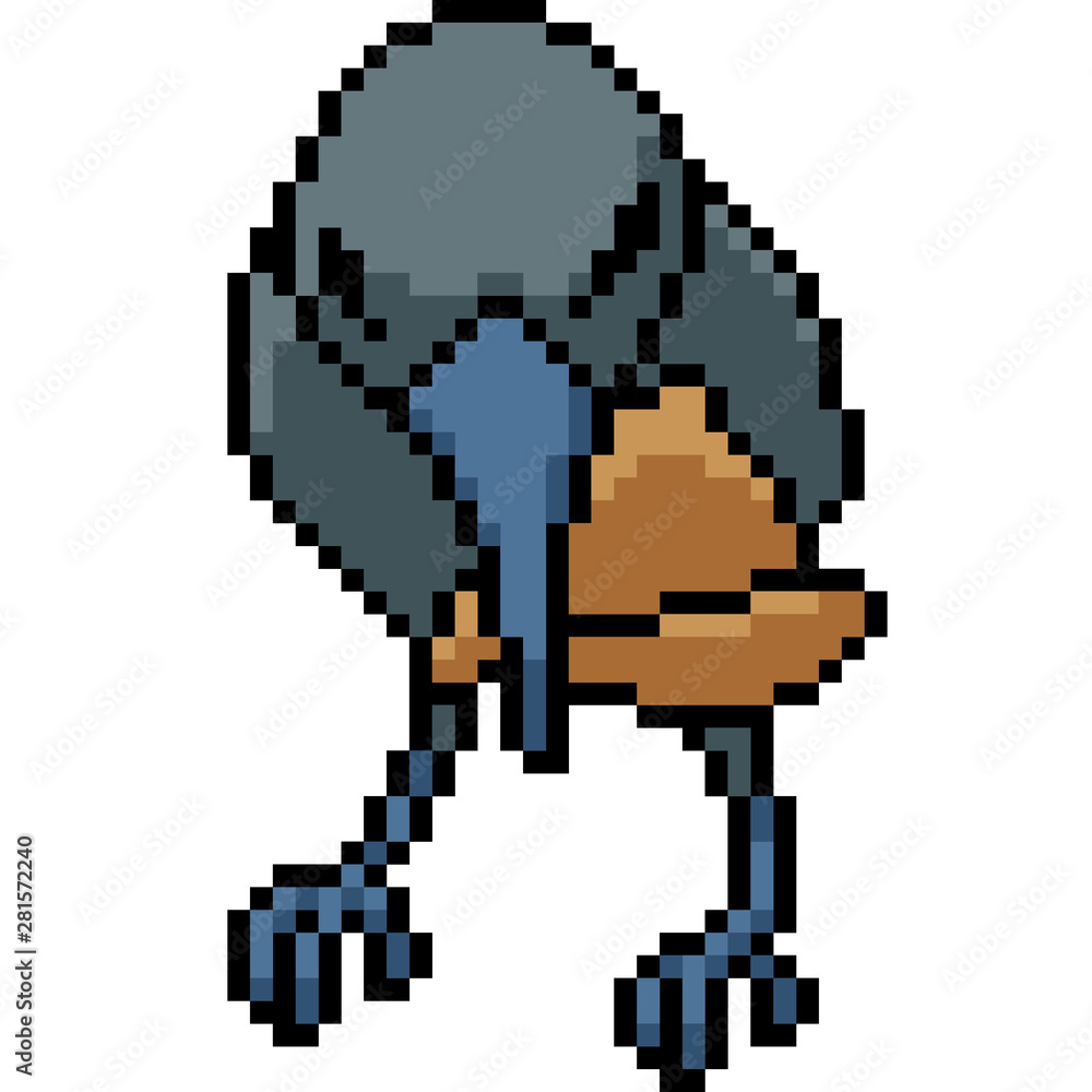 vector pixel art crow eat insect vector pixel art crow eat insect