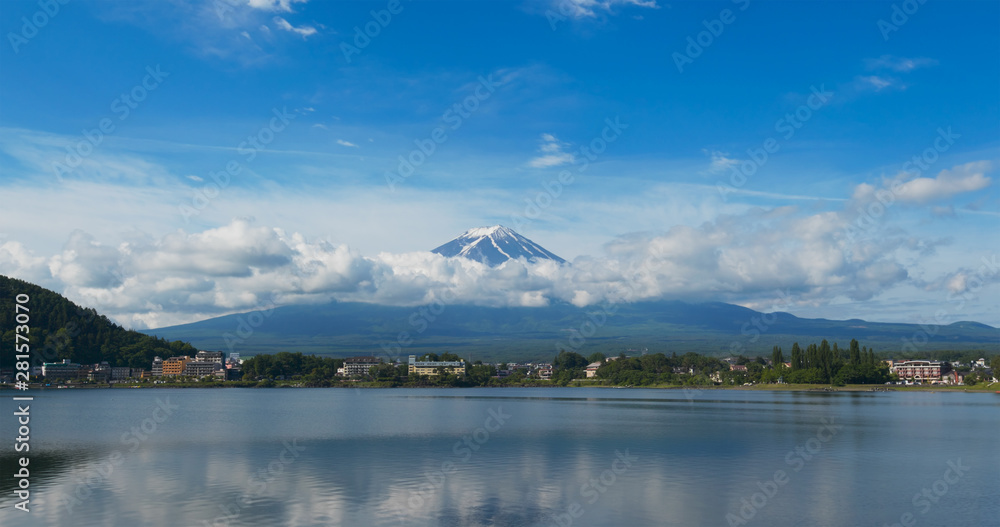 Japanese mountain Fuji in Kawaguciko at summer time
