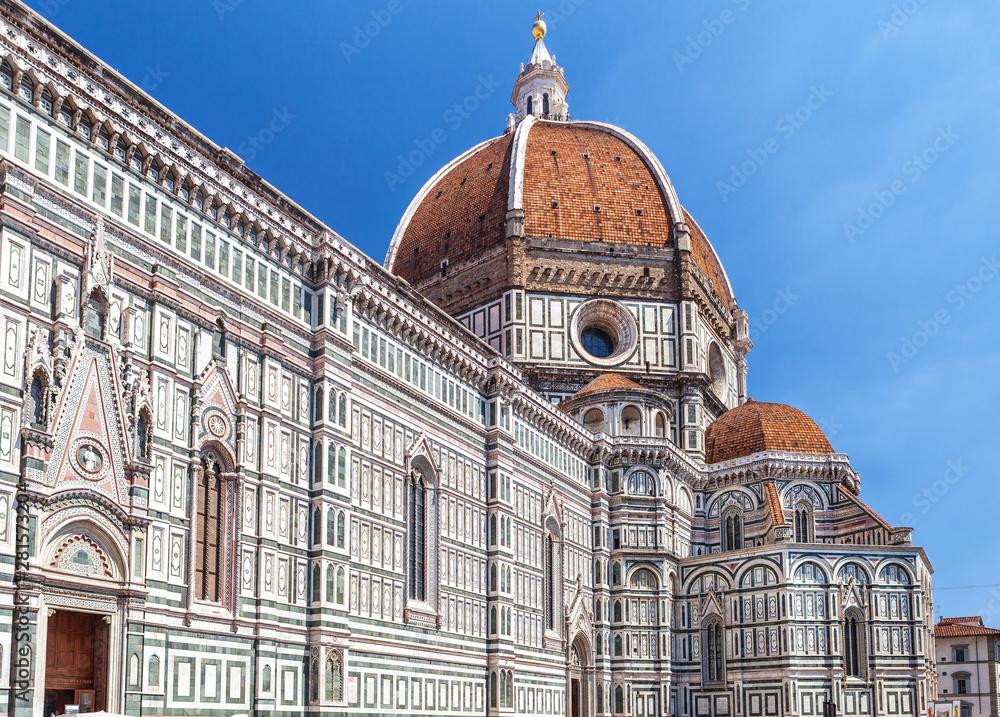 Exterior of cathedral Santa Maria del Fiore in Florence, Italy.