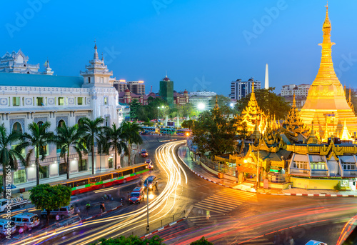 This photo I shoot Sule Pagoda at twilight time. Sule is the famous pagoda in the heart of Yangon city. Photo a litle bit over bright, because I want to keep shadow more detail. Blue sky like hope photo