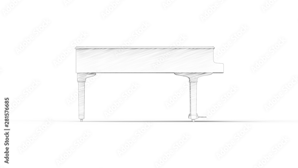 3D rendering of a grand piano isolated in white background 3D rendering of a grand piano isolated in white background