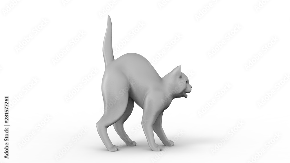 3D rendering of a computer model cat isolated in white background 3D rendering of a computer model cat isolated in white background