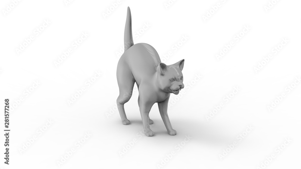 3D rendering of a computer model cat isolated in white background 3D rendering of a computer model cat isolated in white background