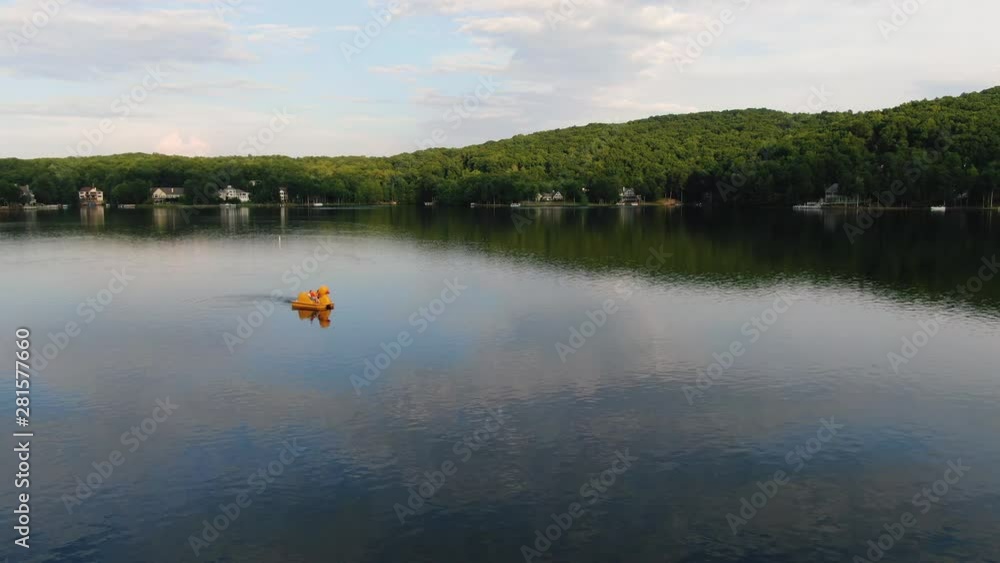 Rubber Duck Pedal Boat on Lake Rubber Duck Pedal Boat on Lake