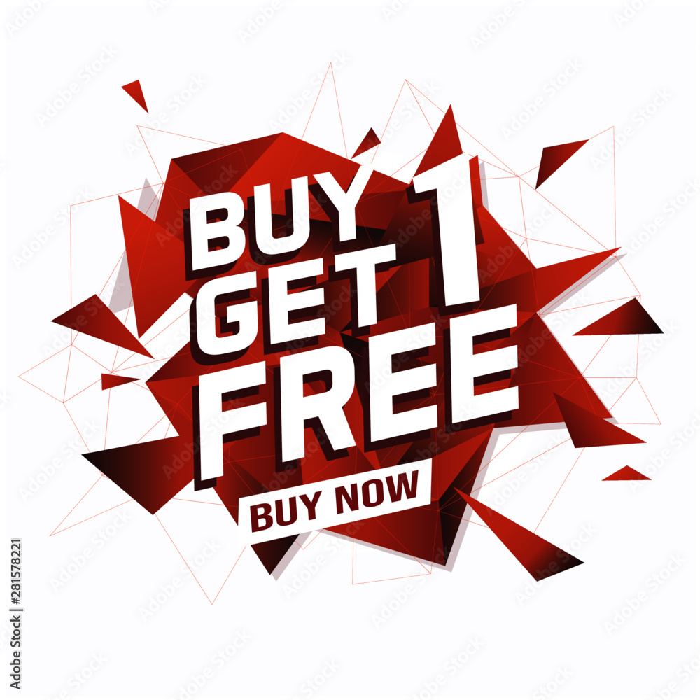 Buy 1 Get 1 Free sale tag. Banner design template for marketing. Special  offer promotion or retail. white background banner modern graphic design  for store shop, online store, website, landing page Stock