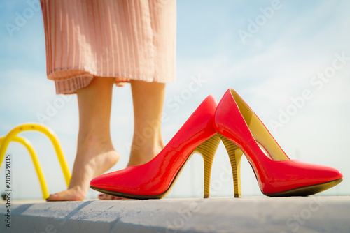 Red high heel classic shoes outdoor © Voyagerix