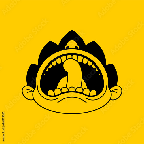Boy crying open mouth. Child tantrum vector illustration