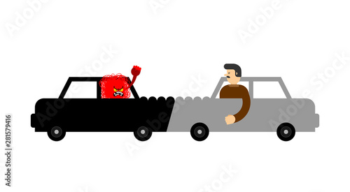 Car accident Angry driver.  Hater. Vector illustration