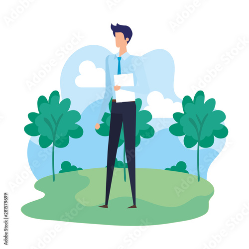 elegant businessman worker in the camp