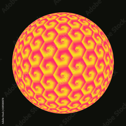 hexagonal lights beehive planet orange black