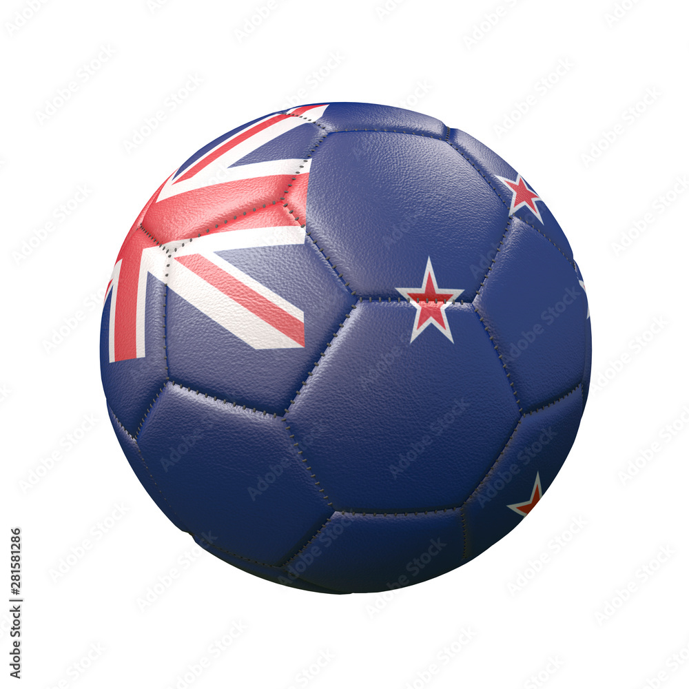 Obraz premium Soccer ball in flag colors isolated on white background. New Zealand. 3D image