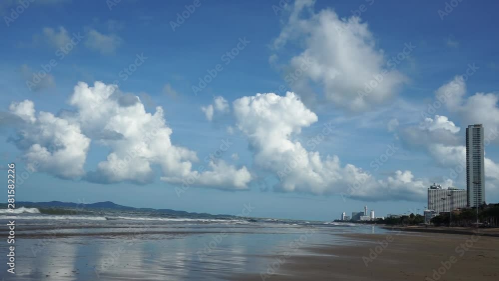 Nature with tropical sea and beach on white cloud and blue sky. Nature with tropical sea and beach on white cloud and blue sky.