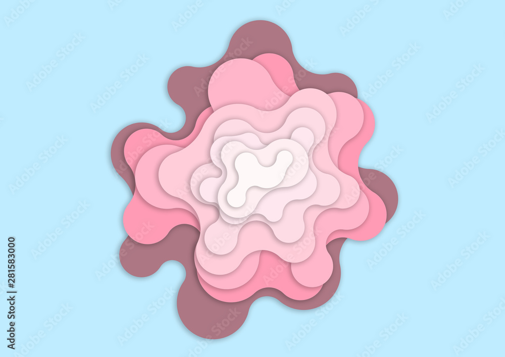 Pink wave on light blue background - Wavy pink paper cut style and craft style- Artwork pink wave and empty space for add message - Illustration Pink wave on light blue background - Wavy pink paper cut style and craft style- Artwork pink wave and empty space for add message - Illustration