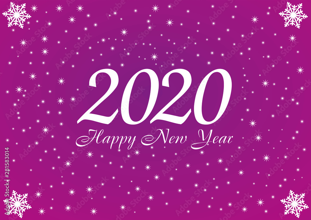 2020 Happy New Year pink background with white stars and snowflakes for your Seasonal Flyers and Greetings Card or Christmas. 2020 Happy New Year pink background with white stars and snowflakes for your Seasonal Flyers and Greetings Card or Christmas.