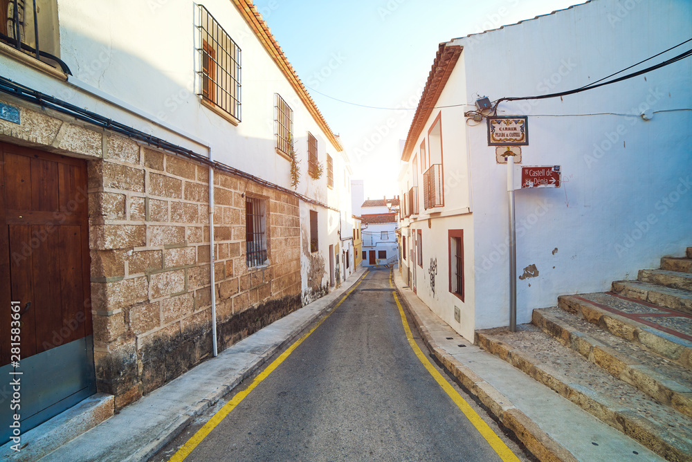 DENIA, SPAIN - JUNE 19, 2019: Old town of Denia with narrow streets.