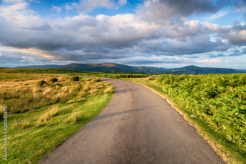 A country lane through the Brecon Beacons