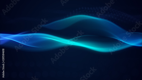 beautiful abstract wave technology background with blue light digital effect corporate concept