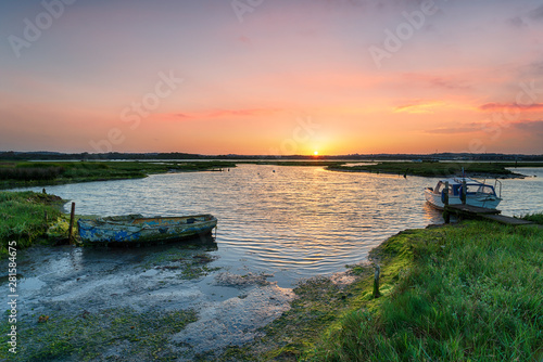 Sunrise over boats at Poole harbour