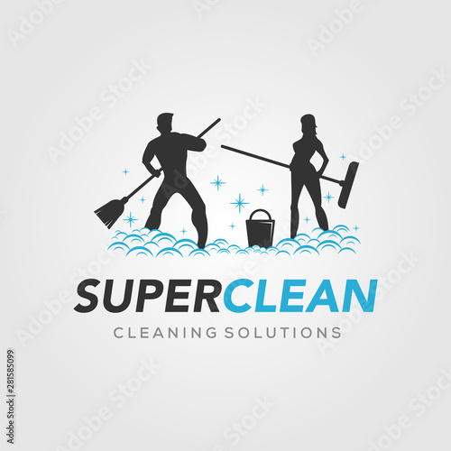 super clean for cleaning service logo