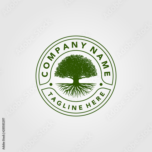 vintage trees logo illustration design