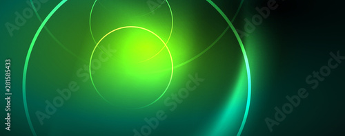 Shiny neon lines template - northern lights glowing blur lines. Futuristic style glow neon 80s disco club or night party techno template