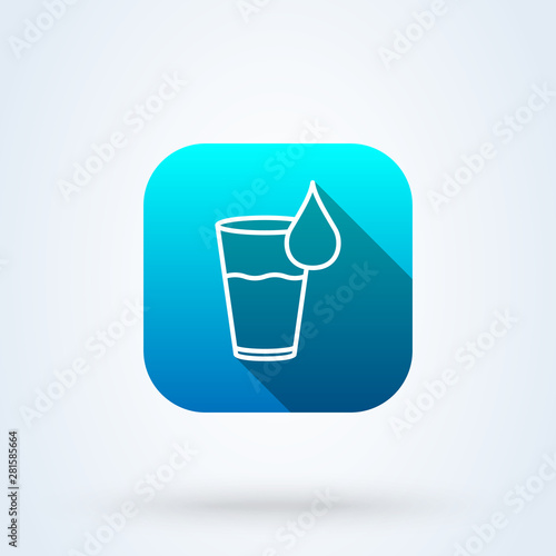 cup and water drop. line art Simple modern icon design illustration.